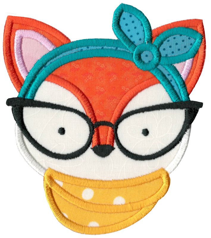 Hipster Fox Face Applique