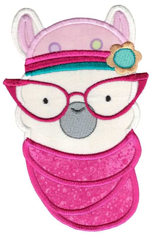 Hipster Llama Face Applique