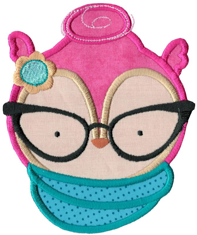 Hipster Owl Face Applique