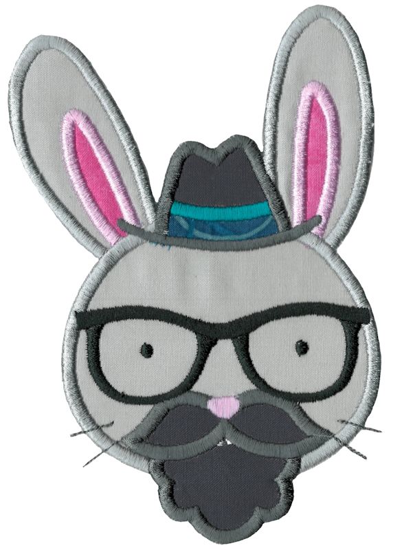 Hipster Rabbit Face Applique