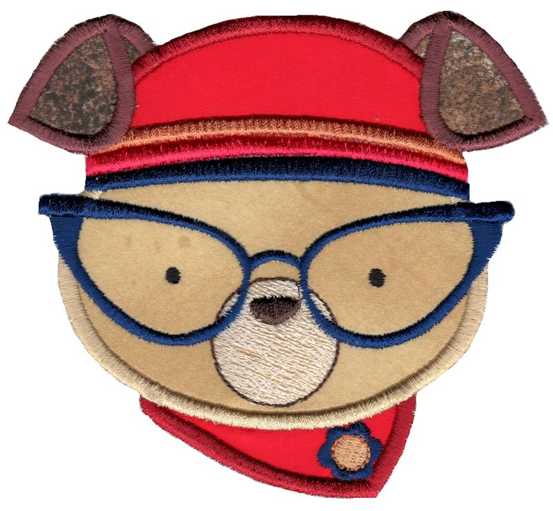 Hipster Dog Face Applique
