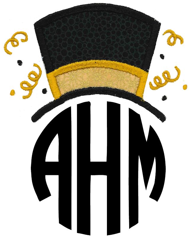 New Years Top Hat Monogram Topper