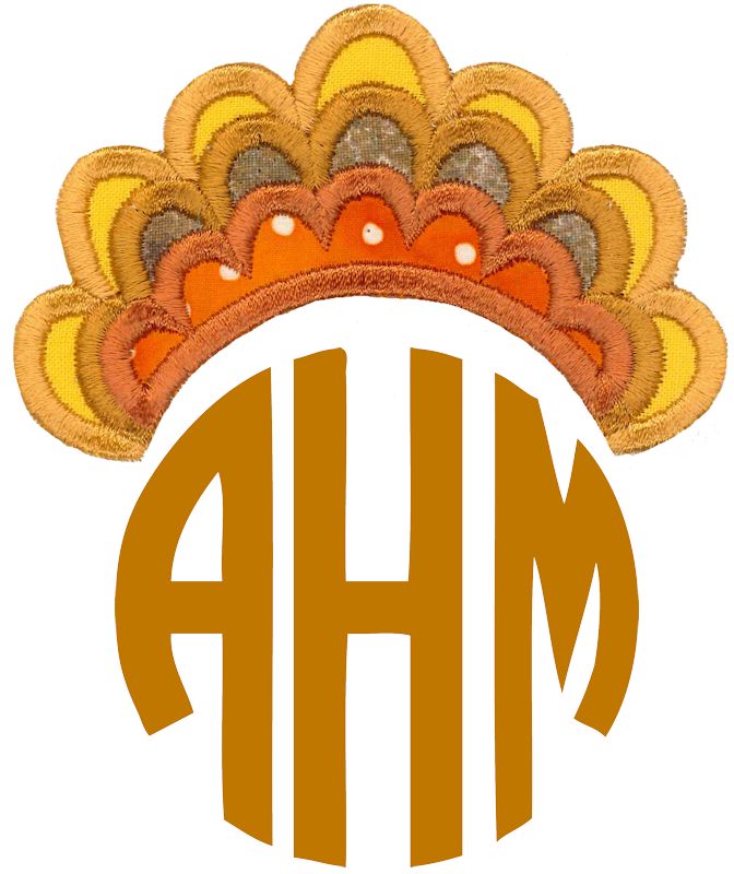 Thanksgiving Turkey Tail Monogram Topper