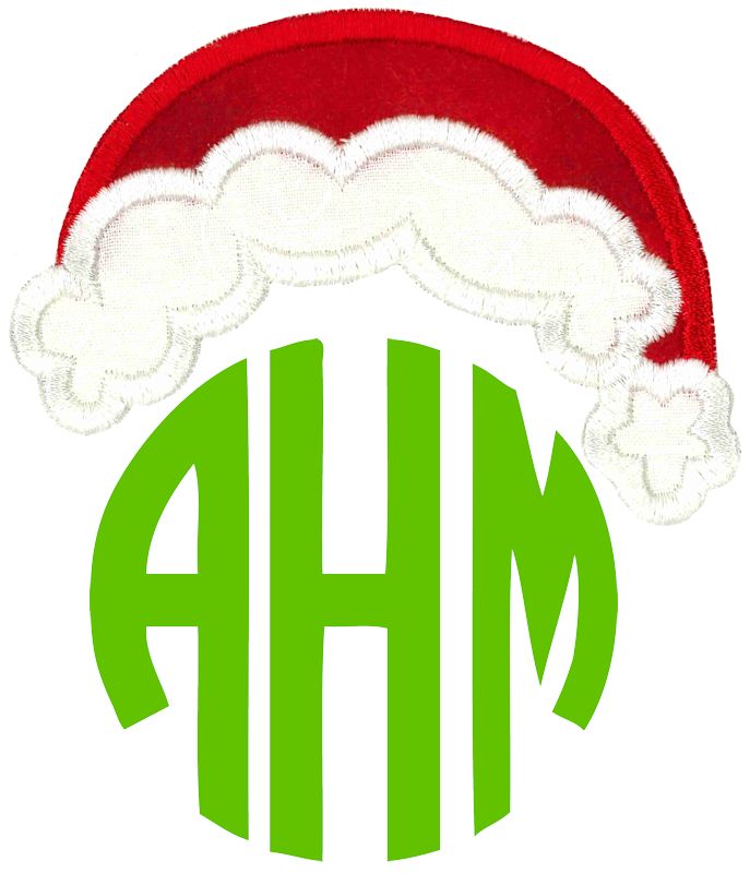 Curved Santa's Hat Monogram Topper
