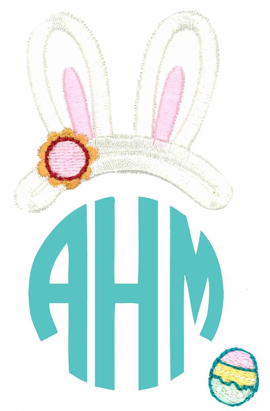 Easter Bunny Ears Girl Monogram Topper