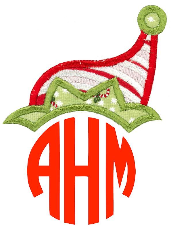 Christmas Elf Hat Monogram Topper