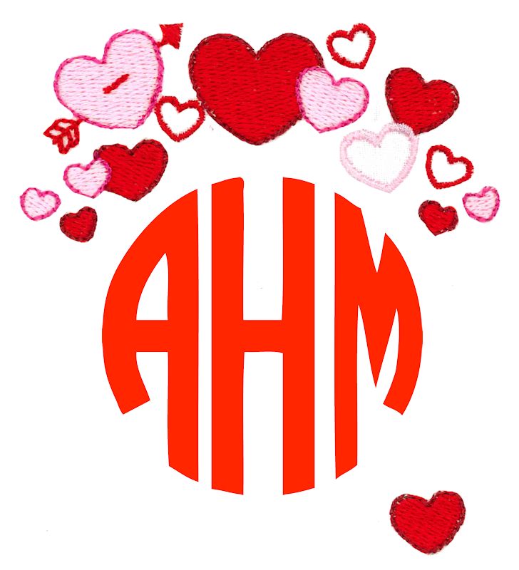 Valentine's Day Hearts Monogram Topper