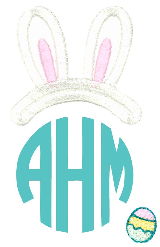 Easter Bunny Ears Boy Monogram Topper