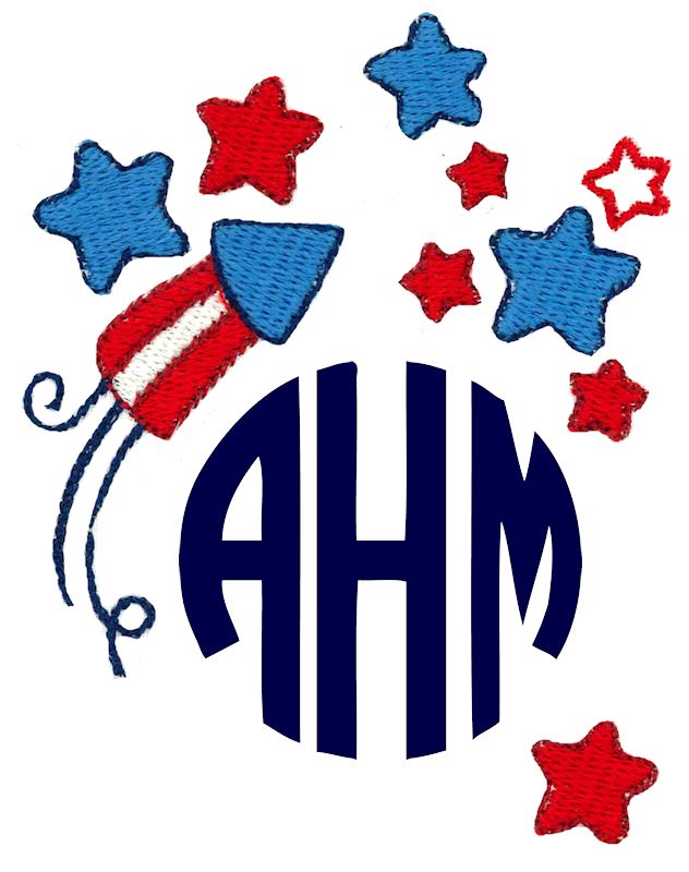 Fourth Of July Monogram Topper