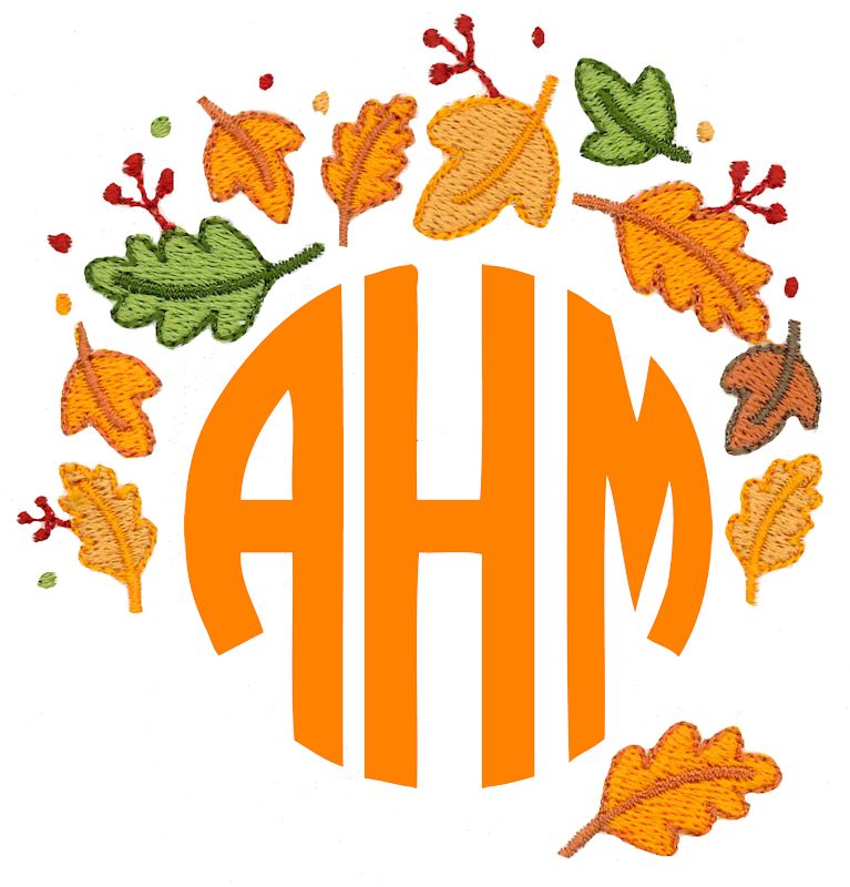 Autumn Fall Leaves Monogram Topper