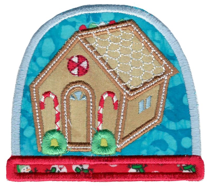 Gingerbread House Snow Globe Applique