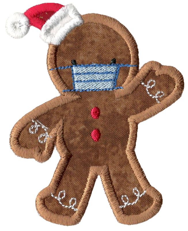 Face Mask Gingerbread Man Applique