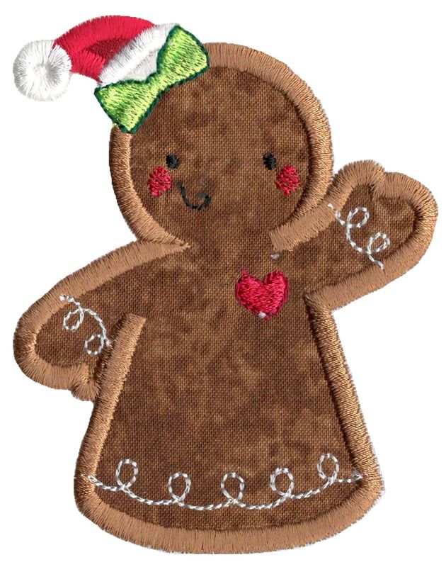 Christmas Gingerbread Lady Applique