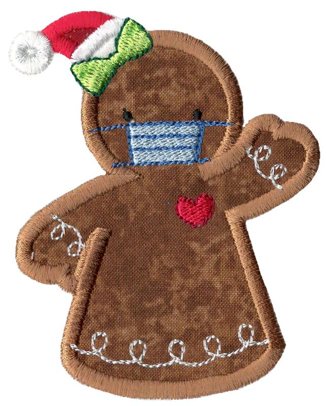 Face Mask Gingerbread Lady Applique