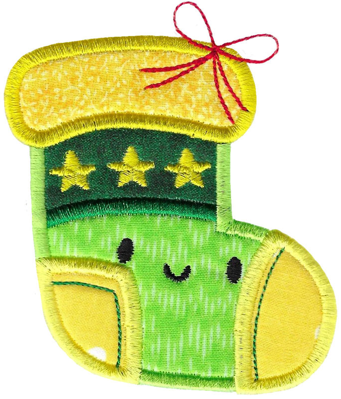 Kawaii Christmas Stocking Applique