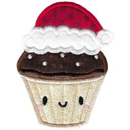 Kawaii Christmas Cupcake Applique