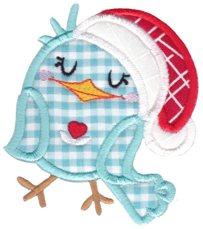 Bird Wearing Santa's Hat Applique