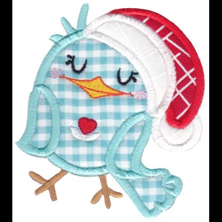 Bird Wearing Santa's Hat Applique