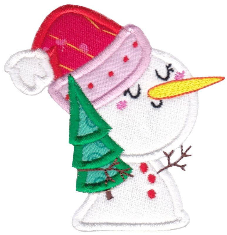 Snowman with Christmas Tree Applique