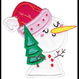 Snowman with Christmas Tree Applique