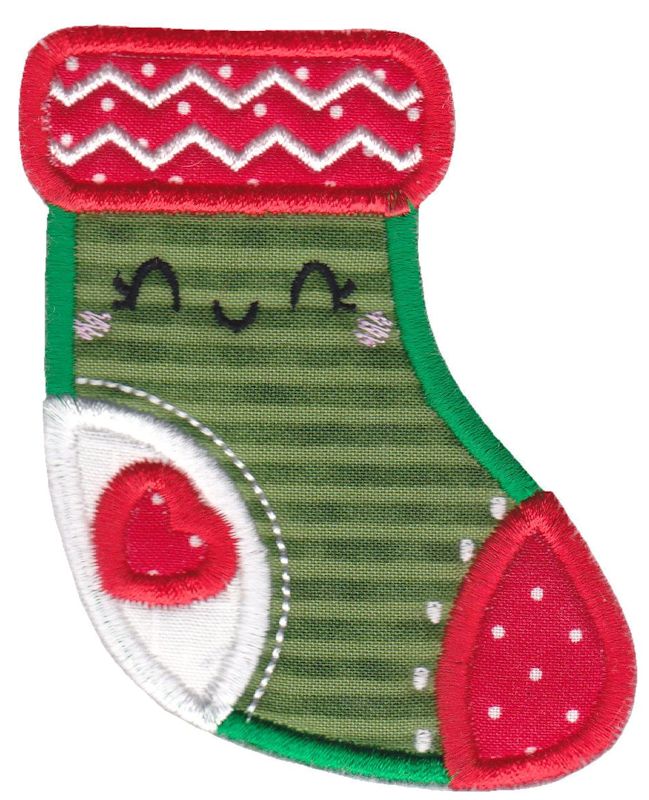 Kawaii Christmas Stocking Applique