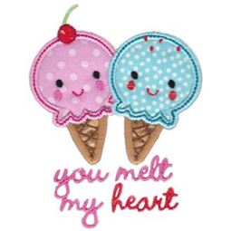 You Melt My Heart Ice Creams Applique