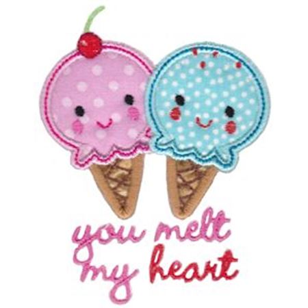 You Melt My Heart Ice Creams Applique