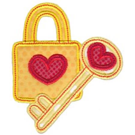 Heart Lock and Key Applique