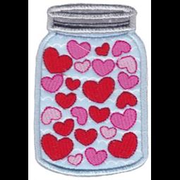 Hearts Mason Jar Applique