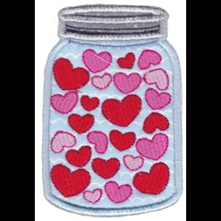 Hearts Mason Jar Applique