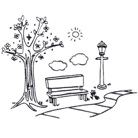 Park Bench Bunnycup Embroidery