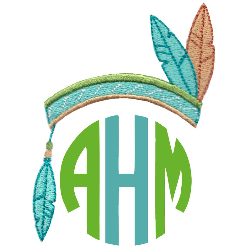 Feathered Indian Headdress Monogram Topper