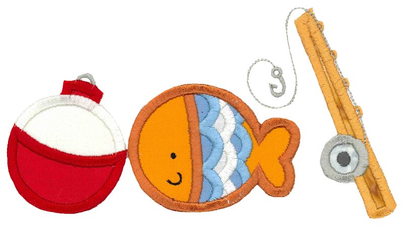 Float Fish Fishing Rod Applique Trio