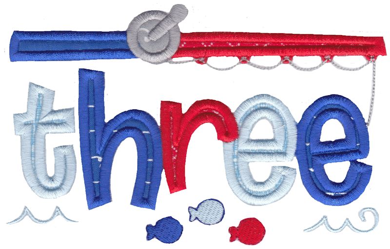 Three Fishing Rod Applique