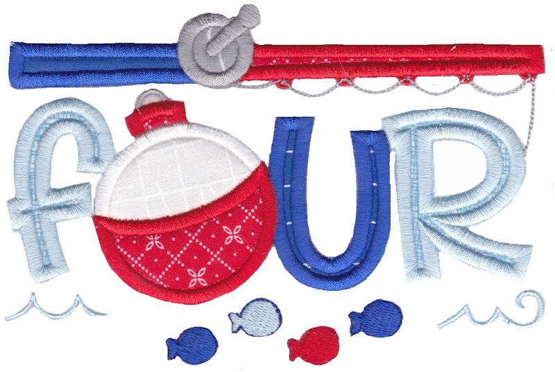 Four Fishing Rod Applique