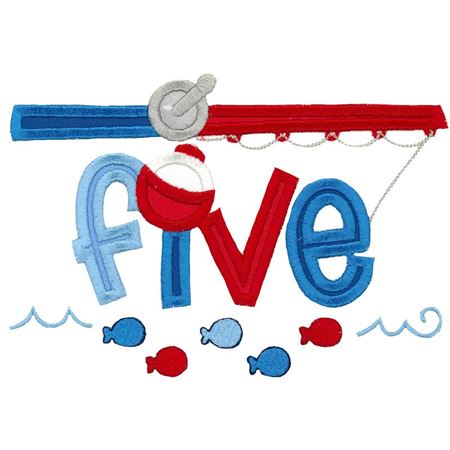 Five Fishing Rod Applique