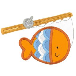 Fish Hooked on Fishing Rod Applique