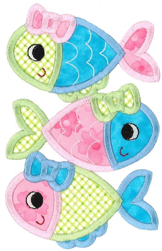 Stack of Girl Fish Applique