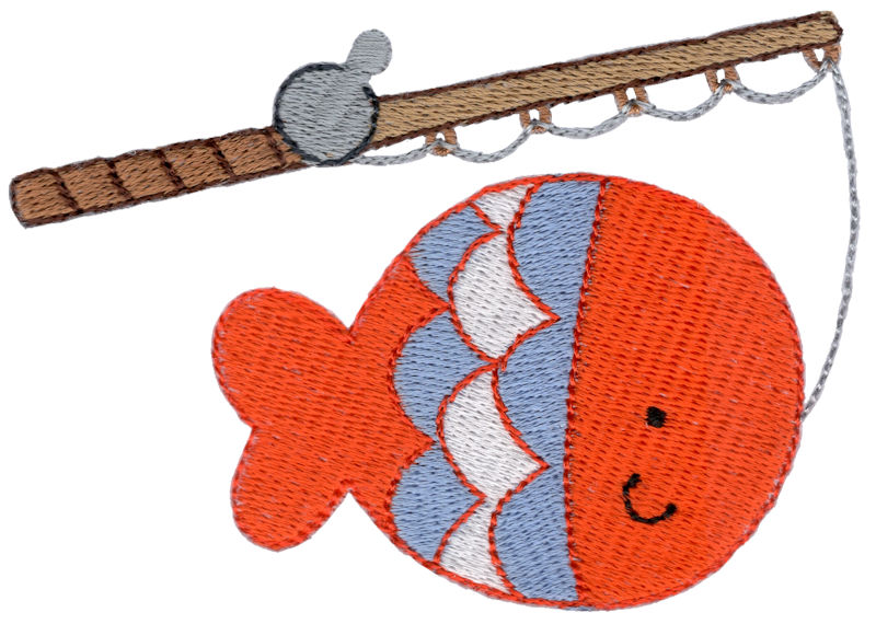 Fish Hooked on Fishing Rod