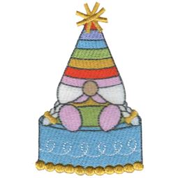 Girl Gnome Sitting On Birthday Cake