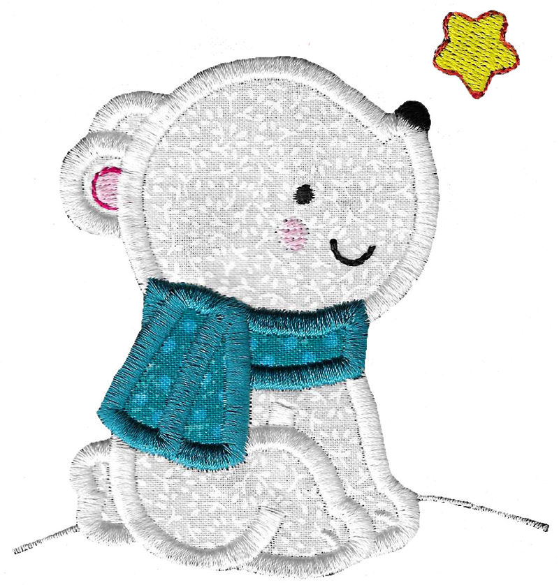 Star Gazing Polar Bear Applique
