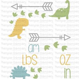Dinosaur Birth Announcement US am SVG
