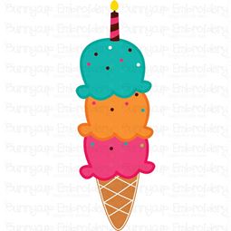 Three Scoops Birthday Ice Cream SVG
