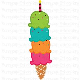 Four Scoops Birthday Ice Cream SVG