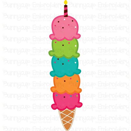 Five Scoops Birthday Ice Cream SVG