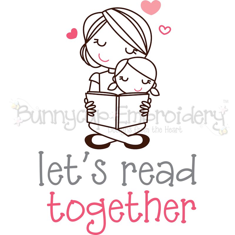 Girl Let's Read Together SVG