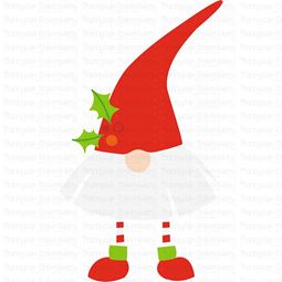Fan Beard Gnome With Holly SVG