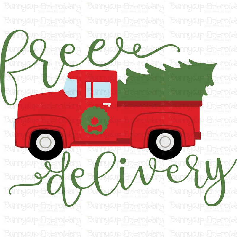 Vintage Red Truck Free Delivery SVG