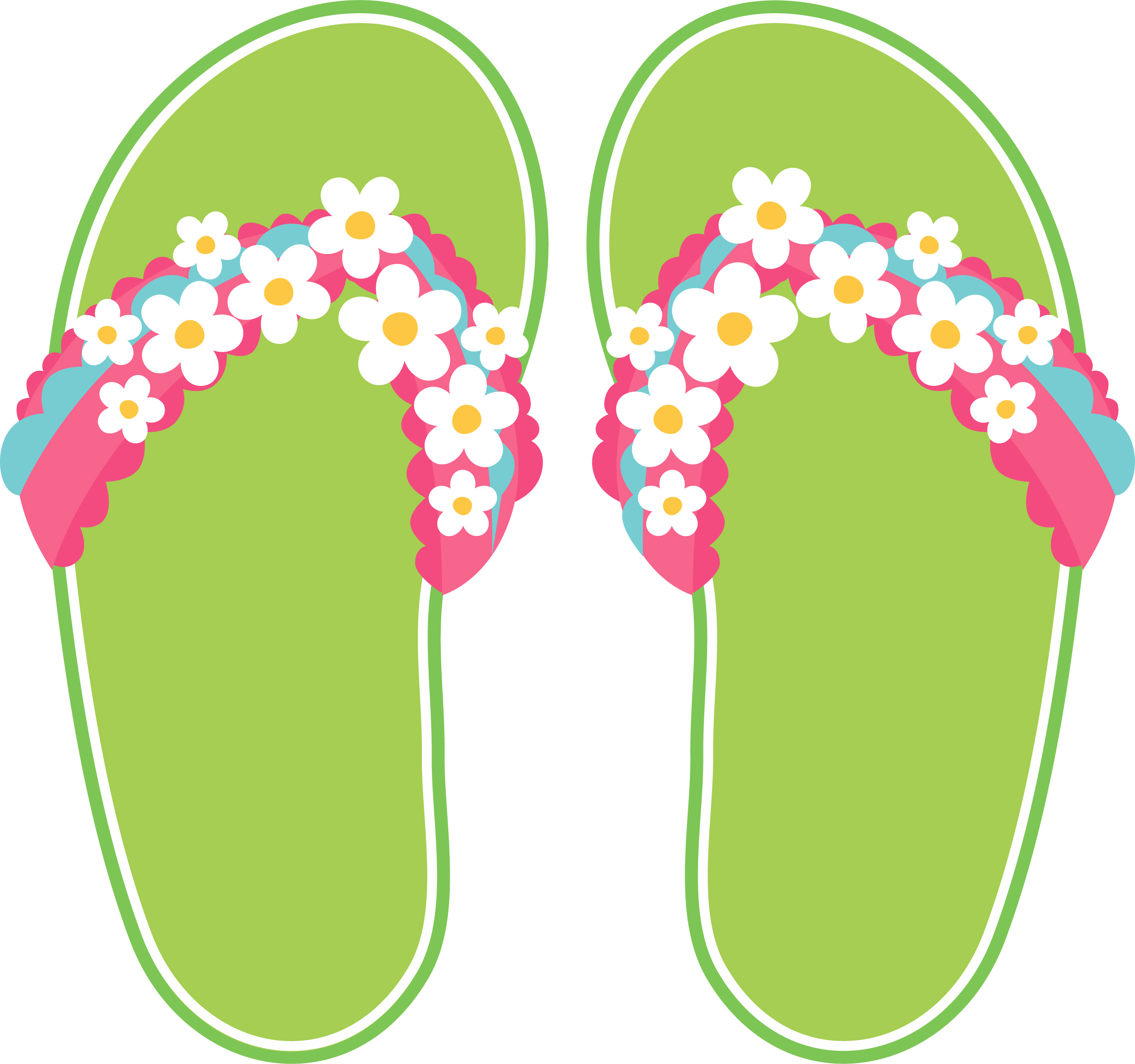Lots of Daisies Green Flip Flops SVG
