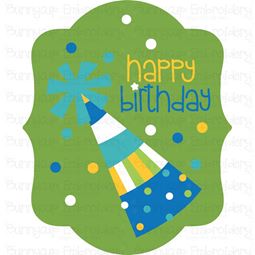Party Hat Happy Birthday Gift Tag SVG
